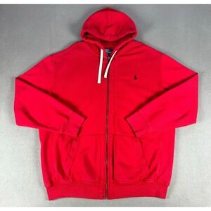 Polo Ralph Lauren Hoodie Jacket Mens 2XLT Red Full Zip Heavyweight Pony 90s